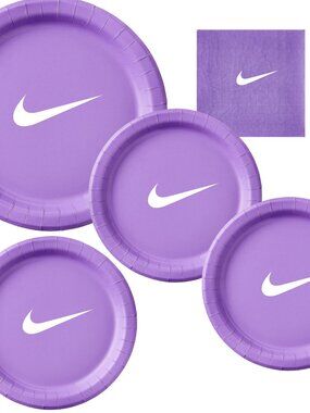 Custom Retro Basketball Party Tableware Set | Purple with White Design | 60 PCS
